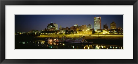 Framed Buildings Lit Up At Dusk, Memphis, Tennessee, USA Print