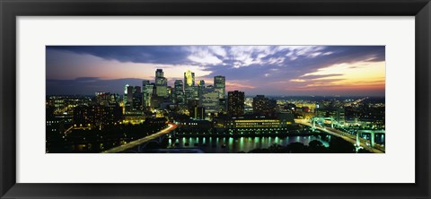 Framed Minneapolis At Dusk, Minnesota Print