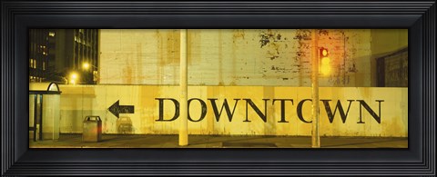 Framed Downtown Sign Printed On A Wall, San Francisco, California Print