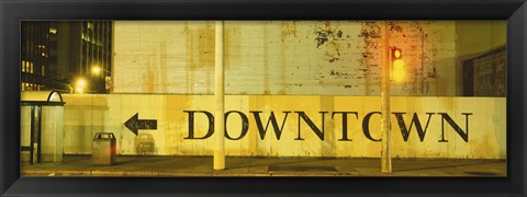 Framed Downtown Sign Printed On A Wall, San Francisco, California Print