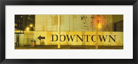 Framed Downtown Sign Printed On A Wall, San Francisco, California Print