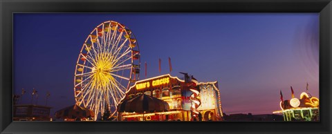 Framed Low Angle View Of A Ferries Wheel Lit Up At Dusk, Erie County Fair And Exposition, Erie County, Hamburg, New York State, USA Print