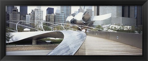 Framed Footbridge in a park, Millennium Park, Chicago, Illinois, USA Print