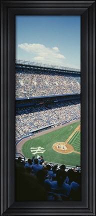 Framed High angle view of spectators watching a baseball match in a stadium, Yankee Stadium, New York City, New York State, USA Print