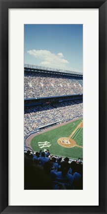 Framed High angle view of spectators watching a baseball match in a stadium, Yankee Stadium, New York City, New York State, USA Print