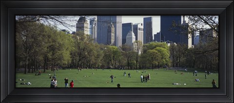 Framed Group of people in a park, Central Park, Manhattan, New York City, New York State, USA Print