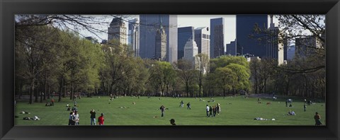 Framed Group of people in a park, Central Park, Manhattan, New York City, New York State, USA Print