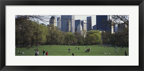 Framed Group of people in a park, Central Park, Manhattan, New York City, New York State, USA Print