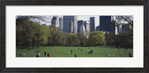 Framed Group of people in a park, Central Park, Manhattan, New York City, New York State, USA Print