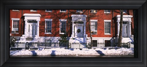 Framed Facade of houses in the 1830&#39;s Federal style of architecture, Washington Square, New York City, New York State, USA Print