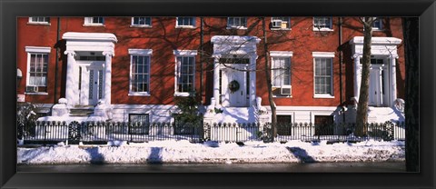 Framed Facade of houses in the 1830&#39;s Federal style of architecture, Washington Square, New York City, New York State, USA Print