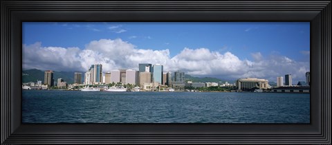 Framed Buildings On The Waterfront, Downtown, Honolulu, Hawaii, USA Print