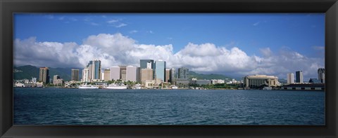 Framed Buildings On The Waterfront, Downtown, Honolulu, Hawaii, USA Print