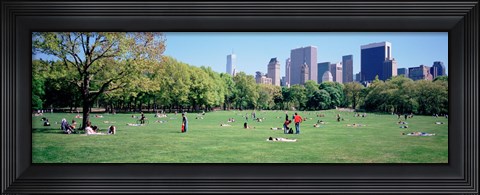 Framed Group Of People In A Park, Sheep Meadow, Central Park, NYC, New York City, New York State, USA Print