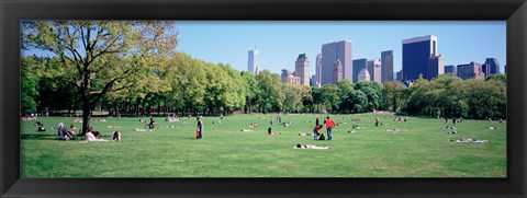 Framed Group Of People In A Park, Sheep Meadow, Central Park, NYC, New York City, New York State, USA Print