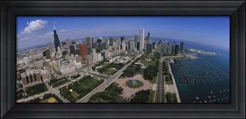 Framed Aerial view of Chicago and the Lake Print