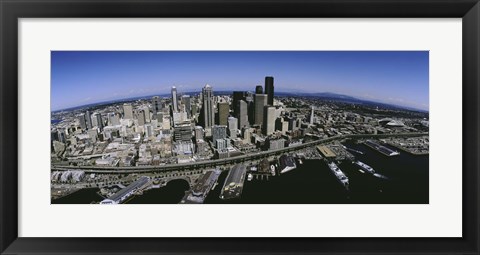 Framed Aerial view of a city, Seattle, Washington State, USA Print