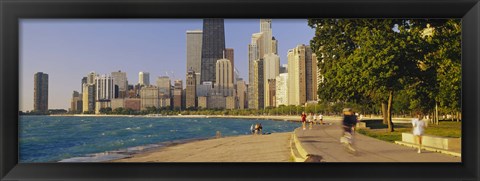 Framed Group of people jogging, Chicago, Illinois, USA Print