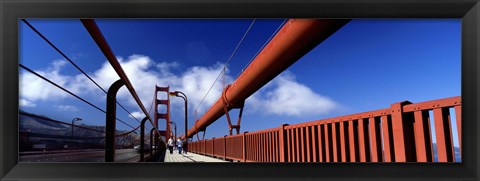 Framed Tourist Walking On A Bridge, Golden Gate Bridge, San Francisco, California, USA Print