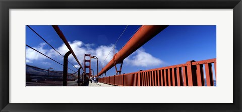 Framed Tourist Walking On A Bridge, Golden Gate Bridge, San Francisco, California, USA Print