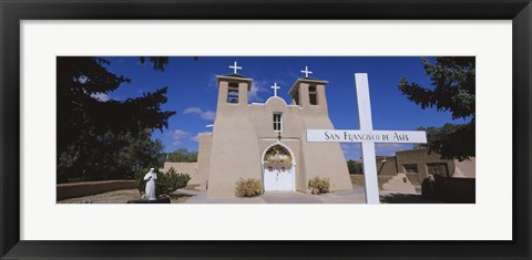 Framed Cross in front of a church, San Francisco de Asis Church, Ranchos De Taos, New Mexico, USA Print