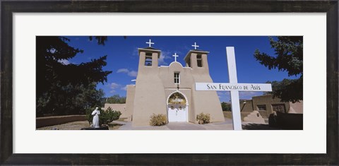 Framed Cross in front of a church, San Francisco de Asis Church, Ranchos De Taos, New Mexico, USA Print