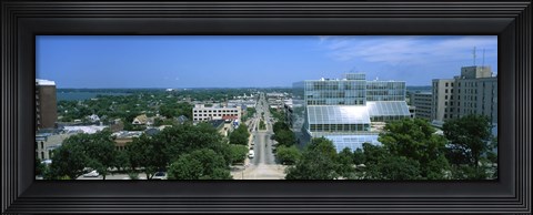 Framed High Angle View Of A City, E. Washington Ave, Madison, Wisconsin, USA Print