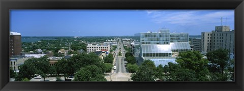 Framed High Angle View Of A City, E. Washington Ave, Madison, Wisconsin, USA Print