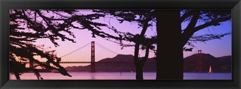 Framed Suspension Bridge Over Water, Golden Gate Bridge, San Francisco, California, USA Print