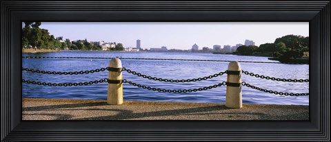 Framed Lake In A City, Lake Merritt, Oakland, California, USA Print
