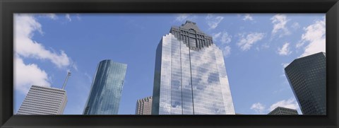 Framed Low angle view of office buildings, Houston, Texas, USA Print