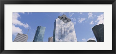 Framed Low angle view of office buildings, Houston, Texas, USA Print