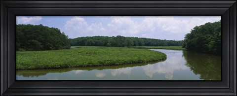 Framed Reflection of clouds in water, Colonial Parkway, Williamsburg, Virginia, USA Print