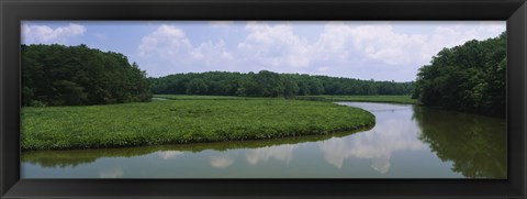 Framed Reflection of clouds in water, Colonial Parkway, Williamsburg, Virginia, USA Print