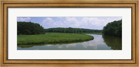 Framed Reflection of clouds in water, Colonial Parkway, Williamsburg, Virginia, USA Print