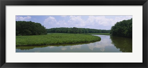 Framed Reflection of clouds in water, Colonial Parkway, Williamsburg, Virginia, USA Print