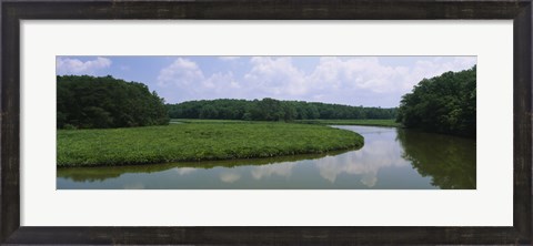 Framed Reflection of clouds in water, Colonial Parkway, Williamsburg, Virginia, USA Print