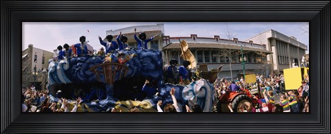 Framed Crowd of people cheering a Mardi Gras Parade, New Orleans, Louisiana, USA Print
