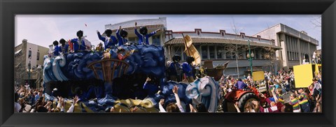 Framed Crowd of people cheering a Mardi Gras Parade, New Orleans, Louisiana, USA Print