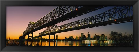 Framed Low angle view of a bridge across a river, New Orleans, Louisiana, USA Print