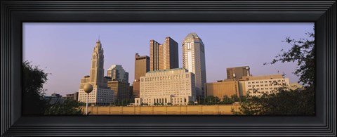 Framed Low angle view of buildings in a city, Scioto River, Columbus, Ohio, USA Print