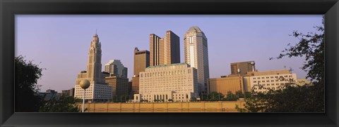 Framed Low angle view of buildings in a city, Scioto River, Columbus, Ohio, USA Print