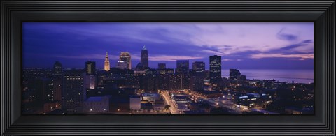 Framed High angle view of buildings in a city, Cleveland, Ohio, USA Print