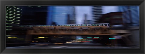 Framed Electric train crossing a bridge, Chicago, Illinois, USA Print