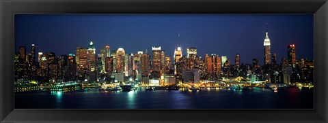 Framed Waterfront View of New York Ciry at Night Print