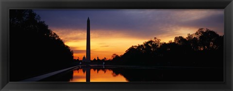 Framed Silhouette of an obelisk at dusk, Washington Monument, Washington DC, USA Print