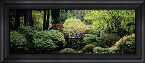 Framed Panoramic view of a garden, Japanese Garden, Washington Park, Portland, Oregon Print