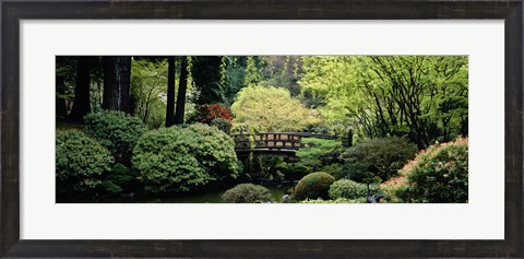Framed Panoramic view of a garden, Japanese Garden, Washington Park, Portland, Oregon Print