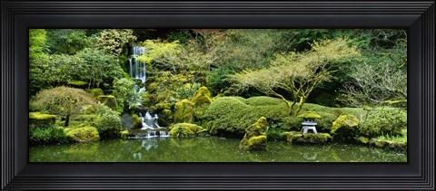 Framed Waterfall in a garden, Japanese Garden, Washington Park, Portland, Oregon, USA Print
