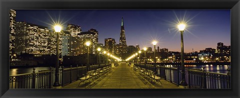 Framed Buildings lit up at night, Transamerica Pyramid, San Francisco, California, USA Print